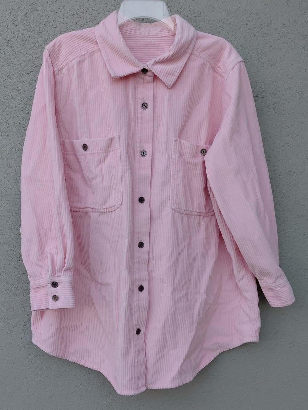 Pale Pink Corduory Shacket Women's 3X